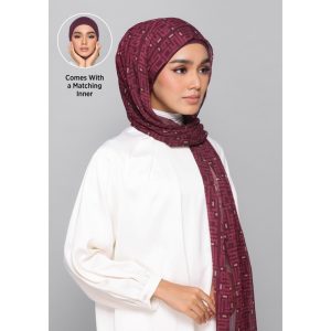 Bokitta Rectangular Shawl – Monogram Maroon